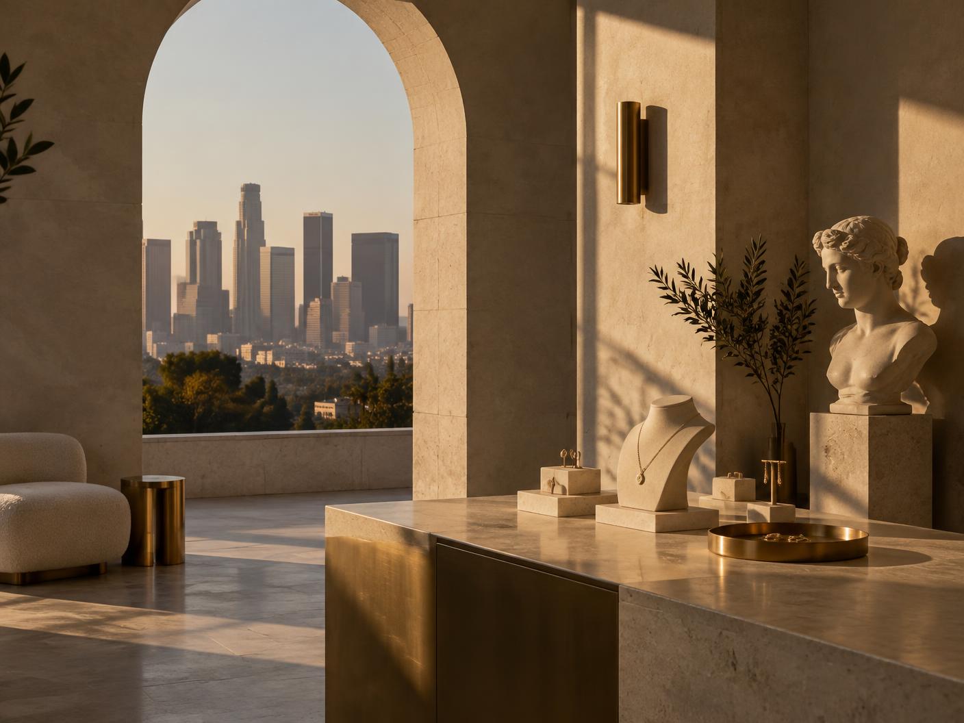 Warm architectural study of Downtown Los Angeles